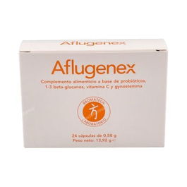BROMATECH Aflugenex 24 Cap. Complemento alimenticio con Lactobacilos y Vitamina C para el sistema inmune y vías respiratorias