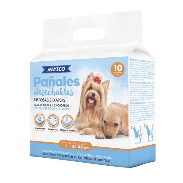 Nayeco Pañal para Perro Talla L (34-48 cm), 10 unidades Nayeco Pañal para Perro Talla L (34-48 cm), 10 unidades