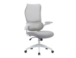 Q-connect Silla Oficina Catania Malla Respaldo Transpirable Altura Ajustable Ruedas Premium Color Gris Blanco
