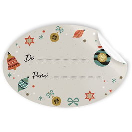 OEM SIN MARCA Etiquetas de Regalo Navideñas Ovaladas 60x40 mm, 250 Unidades