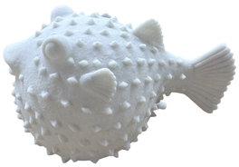 DKD Home Decor - Lámpara de Sobremesa Decoración Mediterránea Arenisca Crudo Pez Globo 30x20x18 cm Bombilla E14