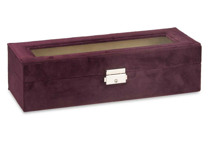 Giftdecor Caja Relojero 6 Huecos con Llave Burdeos 30.5 x 11.5 x 8.5 cm (Set de 6)