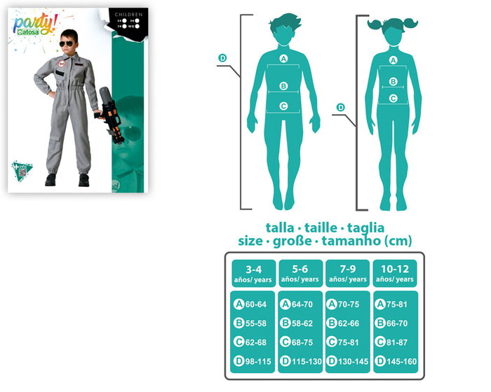 Exterminador - Disfraz Cazafantasmas para Niño 7-9 Años, Mono Gris de Agente Secreto para Carnaval y Halloween Exterminador - Disfraz Cazafantasmas para Niño 7-9 Años, Mono Gris de Agente Secreto para Carnaval y Halloween