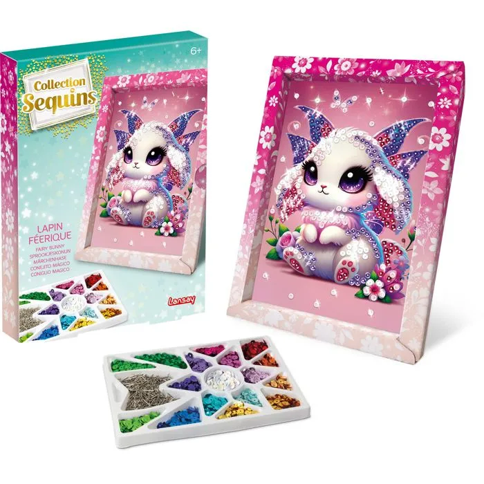 Lansay Kit de Manualidades Creativas Colección de Lentejuelas Encantadoras - Conejo, para Edad a Partir de 6 Años, Referencia LAN3181860203163