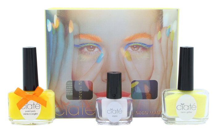 Ciaté Corrupted Neon Manicure Set de Regalo 13.5ml Esmalte de Uñas Naranja Neón + 10g Brillo Neón + 5ml Laca Brillo Oscuridad