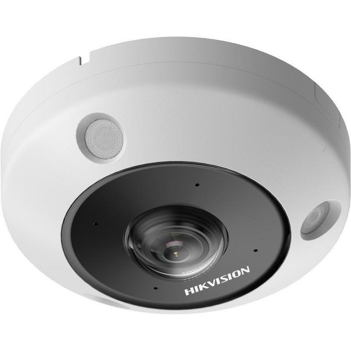 Hikvision DS-2CD63C5G1-IVS Cámara IP Seguridad 12MP Fisheye 1.29mm, Interior/Exterior IP67, Visión Nocturna IR 15m, WDR, H.265+, MicroSD, PoE