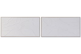 DKD Home Decor Set de 2 Cuadros de Lienzo y MDF Moderno Blanco