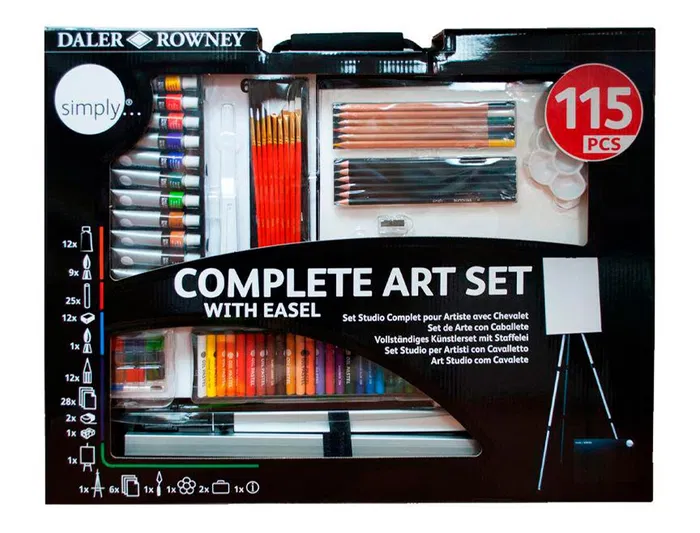 Lapices Daler Rowney Set Arte Completo Con Caballete De 115 Piezas