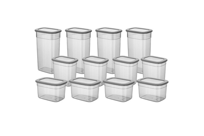 Hermia BNMPOLYAR12-13232 Set de 12 Cajas de Almacenaje de Plástico sin BPA, Varios Tamaños 1300ml/2000ml/3200ml, Color Antracita