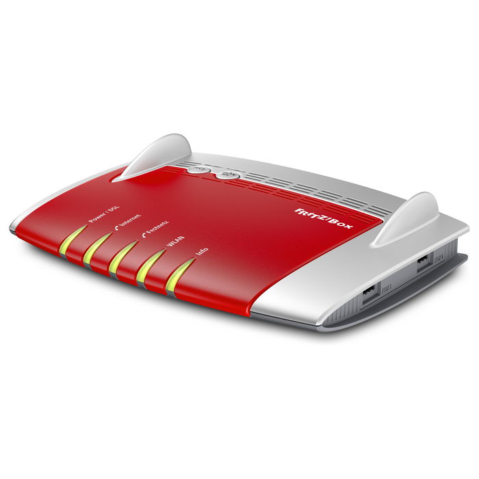 AVM FRITZ!Box Fon WLAN 7490 A/VDSL Router Inalámbrico Wi-Fi 5 Doble Banda Gigabit Ethernet ADSL VDSL Color Rojo Plata