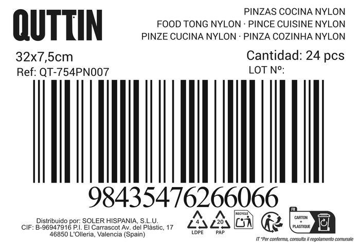 Quttin Pinzas Nylon Negra 31 cm x 6,9 cm x 2 cm (24 Unidades)