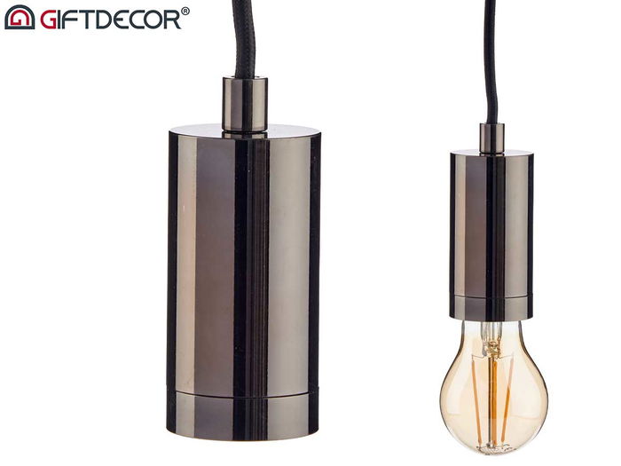 Giftdecor Lámpara Colgante Acero Negro Metal Negro 10x94.5x10 cm (Set de 12)