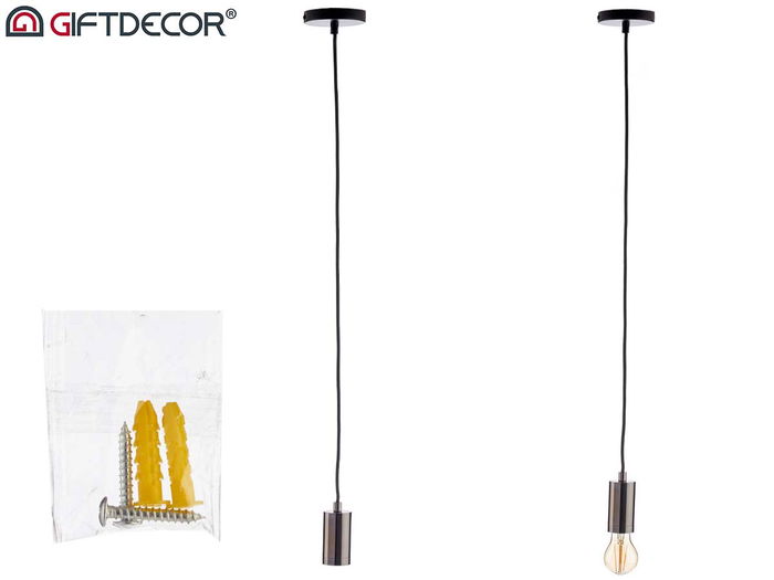 Giftdecor Lámpara Colgante Acero Negro Metal Negro 10x94.5x10 cm (Set de 12)