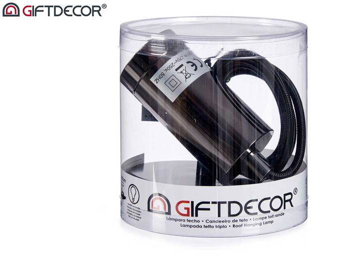 Giftdecor Lámpara Colgante Acero Negro Metal Negro 10x94.5x10 cm (Set de 12)