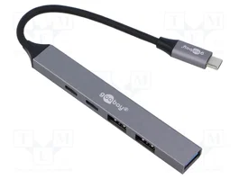GOOBAY Hub USB de 5 puertos con USB 3.2 y 5Gbps, Gris