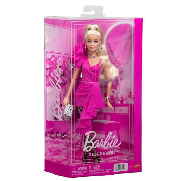 Barbie Muñeca Deluxe con Vestido Rosa Asimétrico