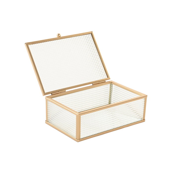 Caja-Joyero Home ESPRIT Dorado Metal Cristal 15 x 11 x 5,5 cm Caja-Joyero Home ESPRIT Dorado Metal Cristal 15 x 11 x 5,5 cm