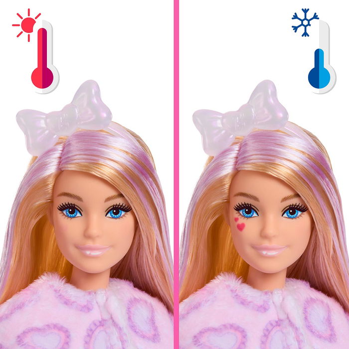 Barbie Muñeca Cutie Reveal Osos Amorosos Gatito Lila JJP64 con 10 Sorpresas para Niñas +3 Años