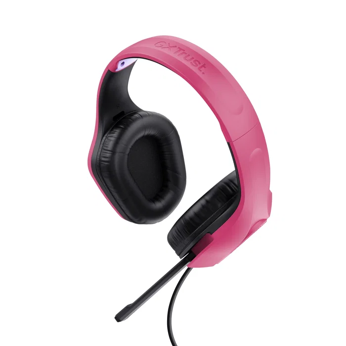 Trust GXT 415P Zirox Auriculares Gaming Alámbrico con Micrófono Plegable, Diadema Ajustable, Color Rosa, Cable 2m, Jack 3.5mm, Altavoces 50mm, Compatible PC y Consolas