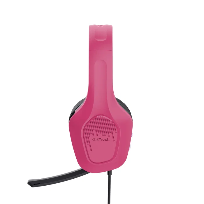 Trust GXT 415P Zirox Auriculares Gaming Alámbrico con Micrófono Plegable, Diadema Ajustable, Color Rosa, Cable 2m, Jack 3.5mm, Altavoces 50mm, Compatible PC y Consolas