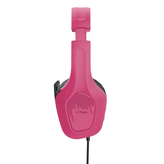 Trust GXT 415P Zirox Auriculares Gaming Alámbrico con Micrófono Plegable, Diadema Ajustable, Color Rosa, Cable 2m, Jack 3.5mm, Altavoces 50mm, Compatible PC y Consolas