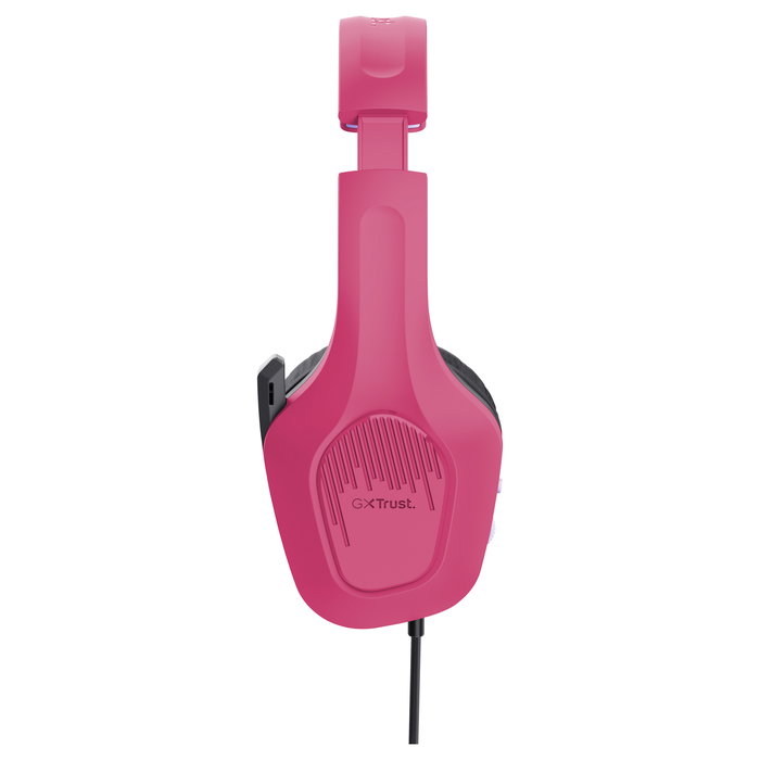 Trust GXT 415P Zirox Auriculares Gaming Alámbrico con Micrófono Plegable, Diadema Ajustable, Color Rosa, Cable 2m, Jack 3.5mm, Altavoces 50mm, Compatible PC y Consolas