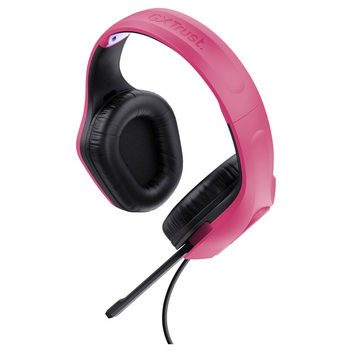 Trust GXT 415P Zirox Auriculares Gaming Alámbrico con Micrófono Plegable, Diadema Ajustable, Color Rosa, Cable 2m, Jack 3.5mm, Altavoces 50mm, Compatible PC y Consolas