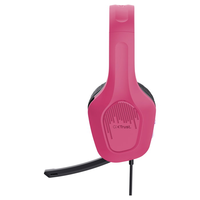 Trust GXT 415P Zirox Auriculares Gaming Alámbrico con Micrófono Plegable, Diadema Ajustable, Color Rosa, Cable 2m, Jack 3.5mm, Altavoces 50mm, Compatible PC y Consolas