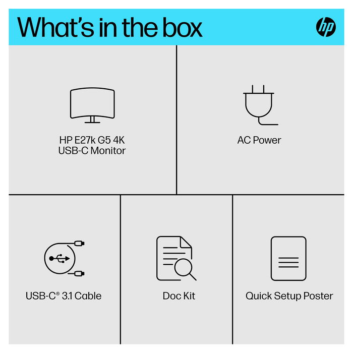 HP Monitor E-Series E27k G5 de 27" (68.6cm) 4K UHD (3840x2160) IPS USB-C 65W Altavoces HDMI DisplayPort