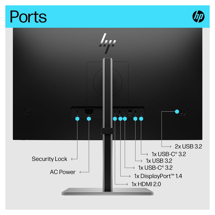 HP Monitor E-Series E27k G5 de 27" (68.6cm) 4K UHD (3840x2160) IPS USB-C 65W Altavoces HDMI DisplayPort