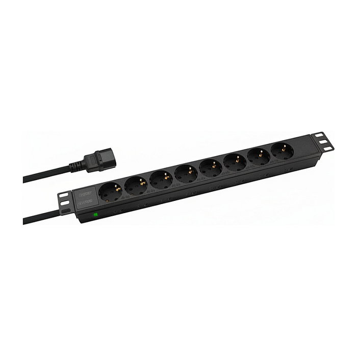 Helos Regleta de enchufes PROFESSIONAL 8 salidas, 2,0m, negro, con C14 Helos Regleta de enchufes PROFESSIONAL 8 salidas, 2,0m, negro, con C14
