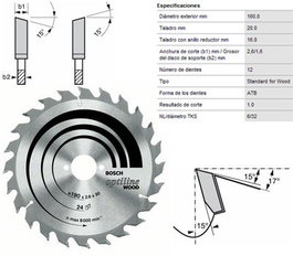 Bosch Hoja de Sierra Circular Optilina Wood 160x2,6x20 mm