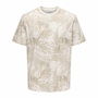 Camiseta de Manga Corta Hombre Only & Sons Onskash Reg Leaf Aop Beige