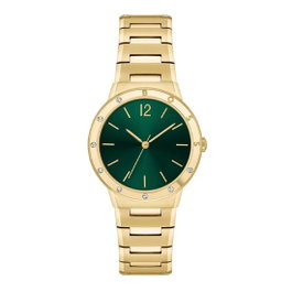 Boss Reloj Analógico para Mujer con Esfera Verde y Acabado Dorado