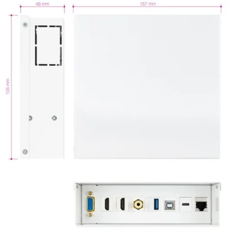 Nanocable Caja de Conexiones Multimedia de Pared 10.35.0004 - VGA, 2x HDMI, Jack 3.5, USB-C 10G, USB-B 2.0, USB-A 3.0, RJ45 Cat.6A STP, Blanco