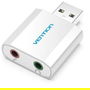 Vention VAB-S13 Tarjeta de Sonido USB a Micrófono/Auricular 2.1 Channel Plata