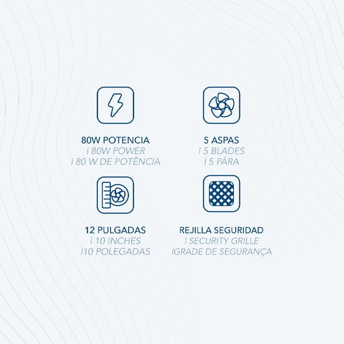 Daewoo Ventilador de Alta Velocidad de 10 Pulgadas (25 cm) 80W con Base Redonda