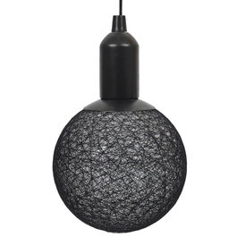 Home Deco Factory Lámpara de Bola LED para Colgar, 15 cm Diámetro, Luz Blanco Cálido (10 LEDs), Funciona con 3 Pilas AAA, Cable 1.15m, Negro