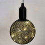 Home Deco Factory Lámpara de Bola LED para Colgar, 15 cm Diámetro, Luz Blanco Cálido (10 LEDs), Funciona con 3 Pilas AAA, Cable 1.15m, Negro