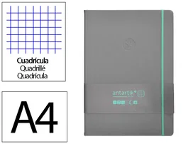 Antartik Cuaderno A4 Tapa Dura Hojas Cuadriculadas Gris y Turquesa 100 Hojas 80gr FSC