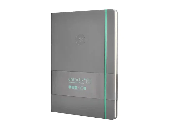 Antartik Cuaderno A4 Tapa Dura Hojas Cuadriculadas Gris y Turquesa 100 Hojas 80gr FSC