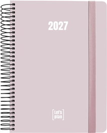 GRAFOPLAS Agenda Anual 2027 Colors con Tapa de Extradura y Goma A5 Rosa Soft