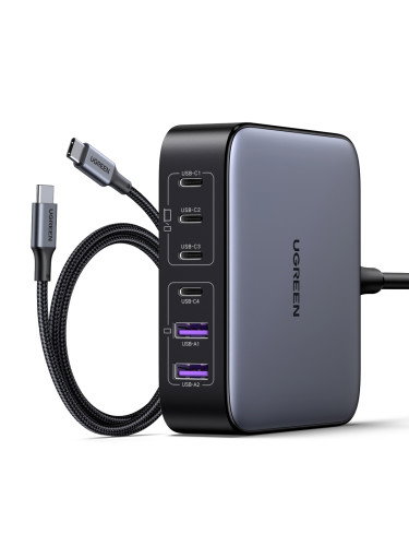 UGREEN Nexode Cargador de Escritorio 200W 2USB-A+4USB-C Negro, Gris