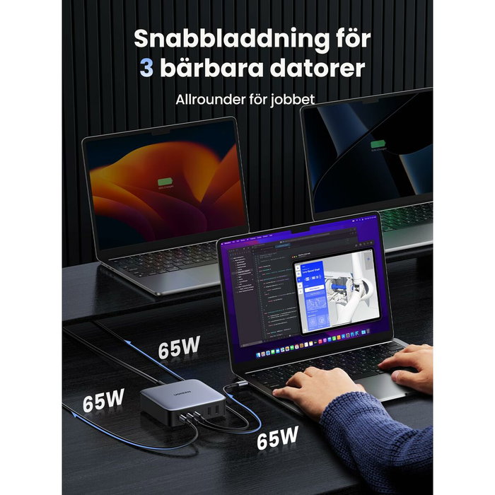 UGREEN Nexode Cargador de Escritorio 200W 2USB-A+4USB-C Negro, Gris