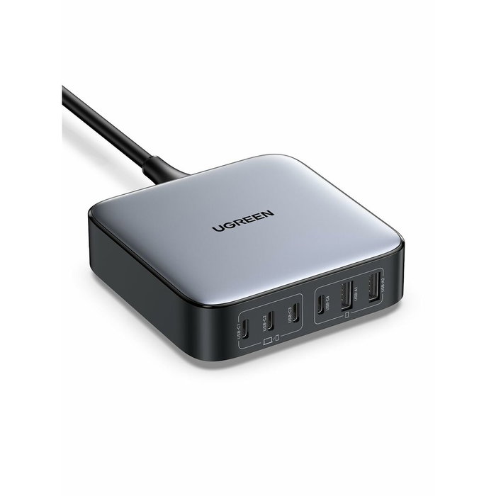 UGREEN Nexode Cargador de Escritorio 200W 2USB-A+4USB-C Negro, Gris