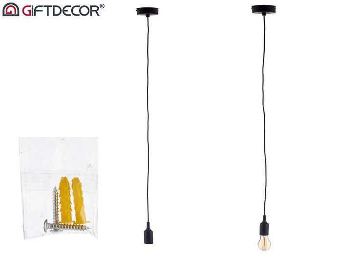 Lampara Colgante Giftdecor Plastico Negro 9.7x9.7x9.4 cm (Set de 12)