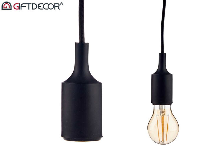 Lampara Colgante Giftdecor Plastico Negro 9.7x9.7x9.4 cm (Set de 12)