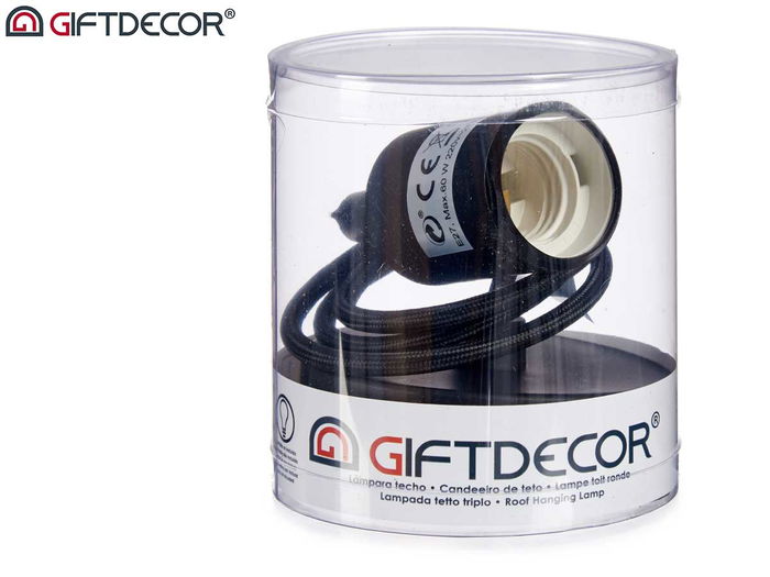 Lampara Colgante Giftdecor Plastico Negro 9.7x9.7x9.4 cm (Set de 12)