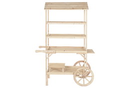 DKD Home Decor Expositor de Abeto y MDF con Carro, Natural