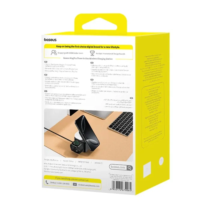 Baseus P10264100123-01 Cargador Inalámbrico Interior, Carga Rápida 15W para Smartphone, Compatible con MagSafe, Universal, Negro